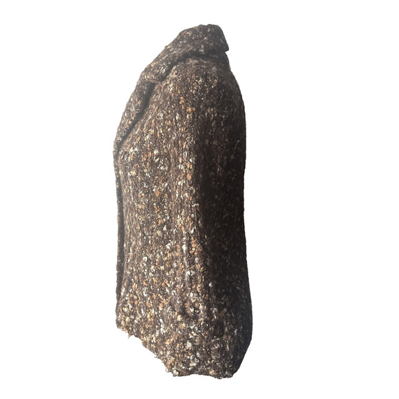 Susan Bristol Knit Women's Alpaca Blend Cottagecore Cardigan Brown Bouclé Med - Picture 3 of 11